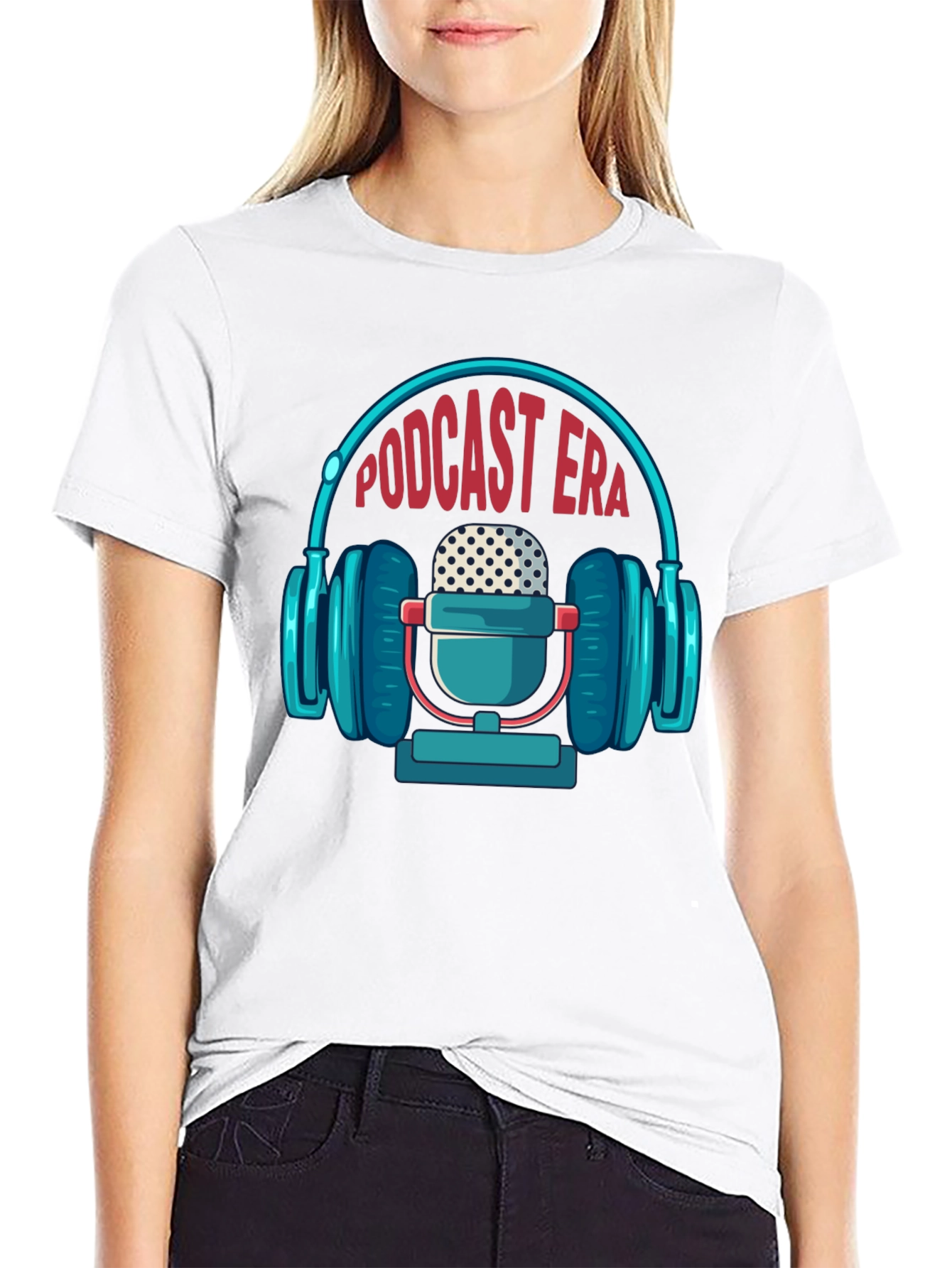 Podcast Era Graphic Tee - Trendy Black T-Shirt