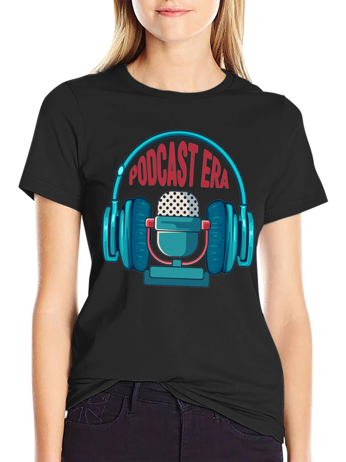 Podcast Era Graphic Tee - Trendy Black T-Shirt
