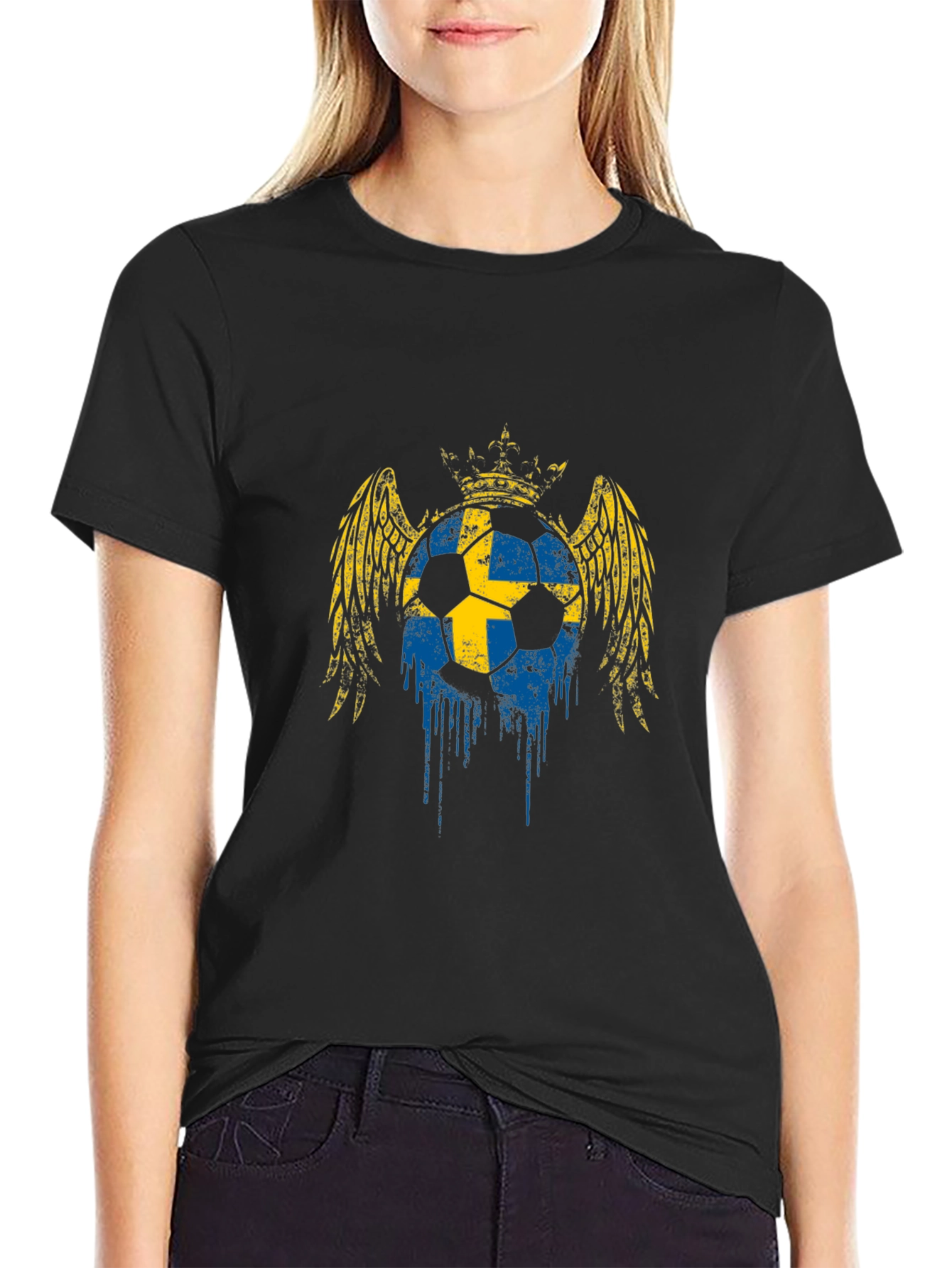 Sweden Flag Soccer Ball Graphic Tee