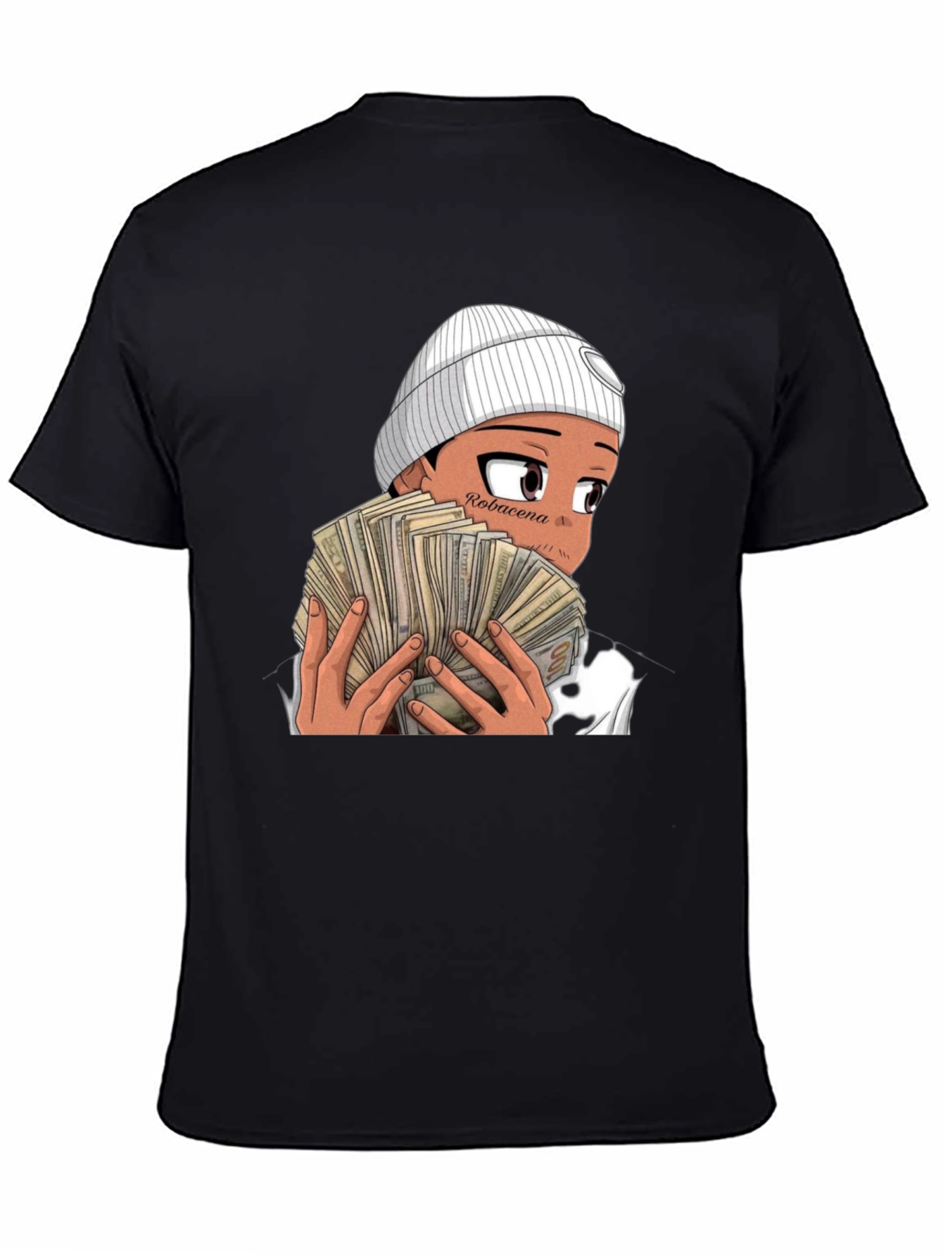 Anime Money Graphic Black T-Shirt