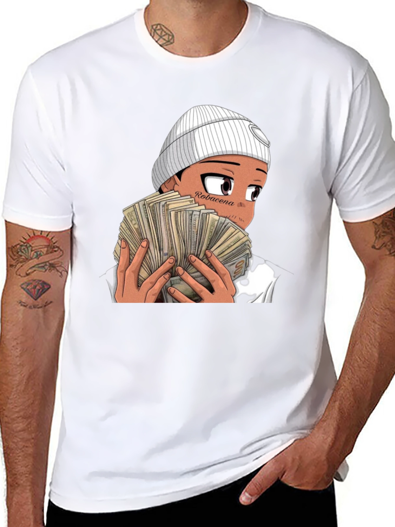 Anime Money Graphic Black T-Shirt
