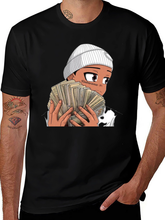 Anime Money Graphic Black T-Shirt