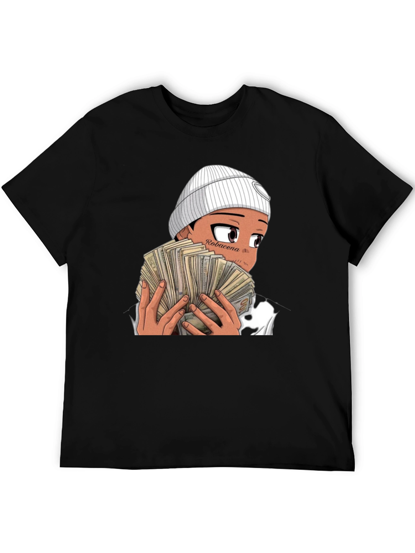 Anime Money Graphic Black T-Shirt