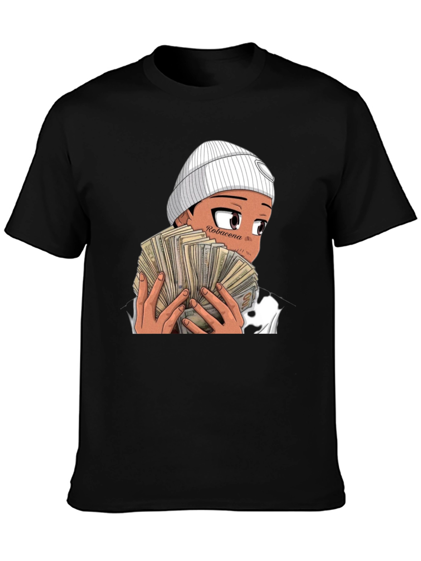 Anime Money Graphic Black T-Shirt