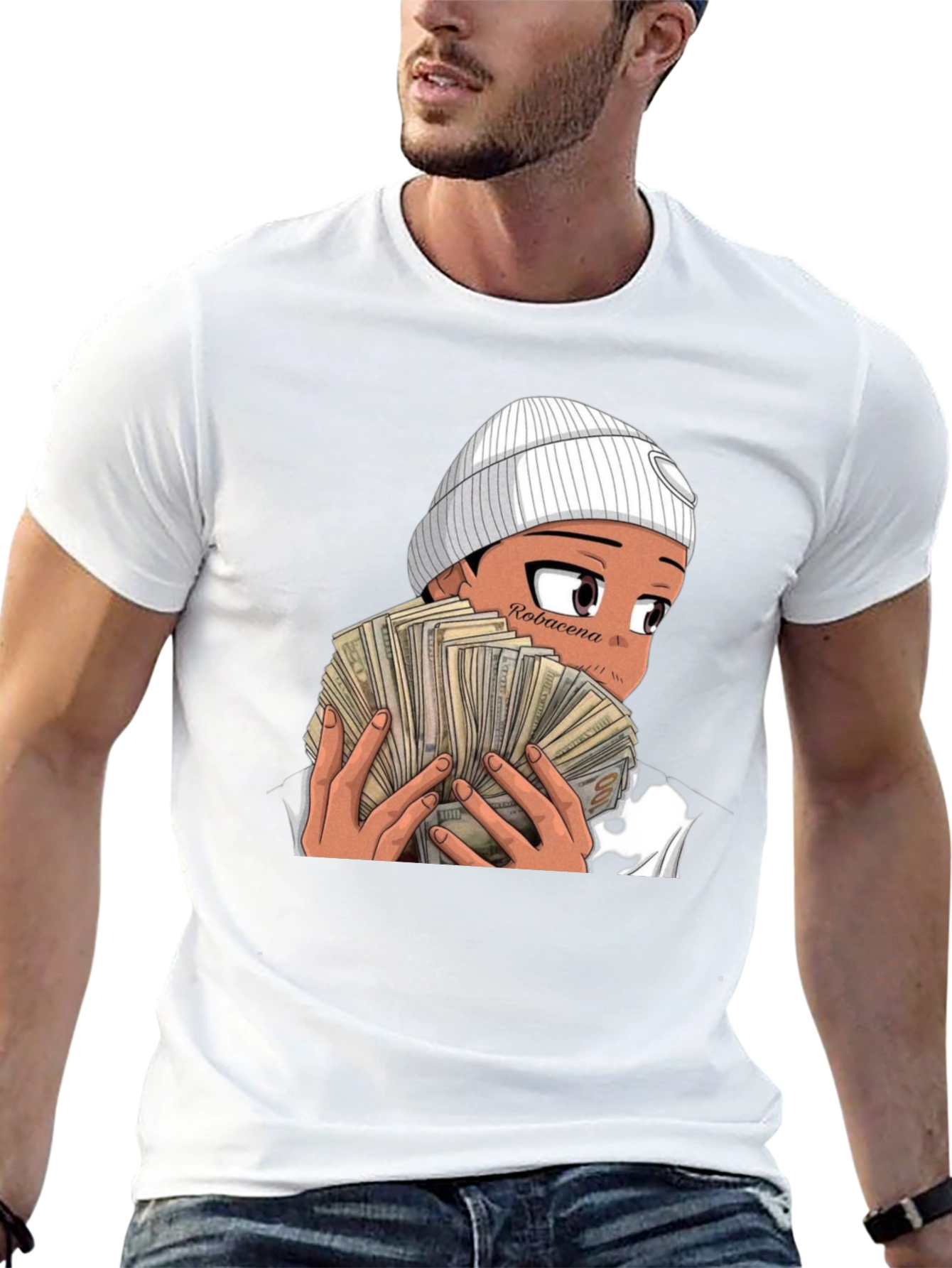 Anime Money Graphic Black T-Shirt