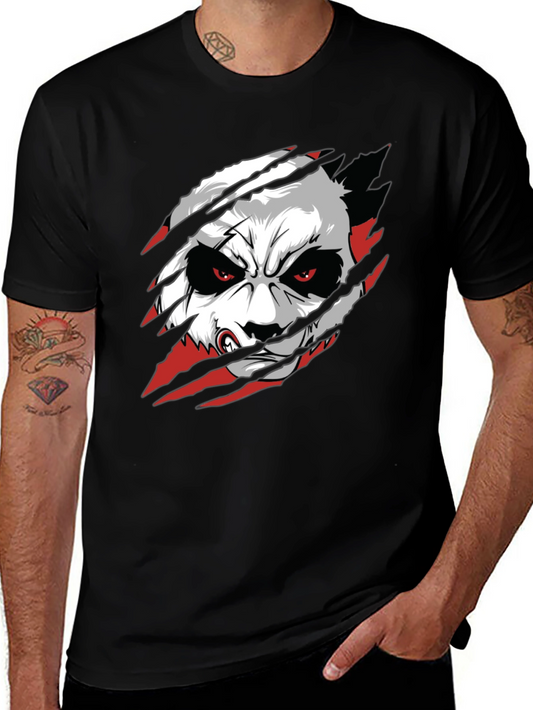 Angry Panda Graphic T-Shirt - Black Crew Neck