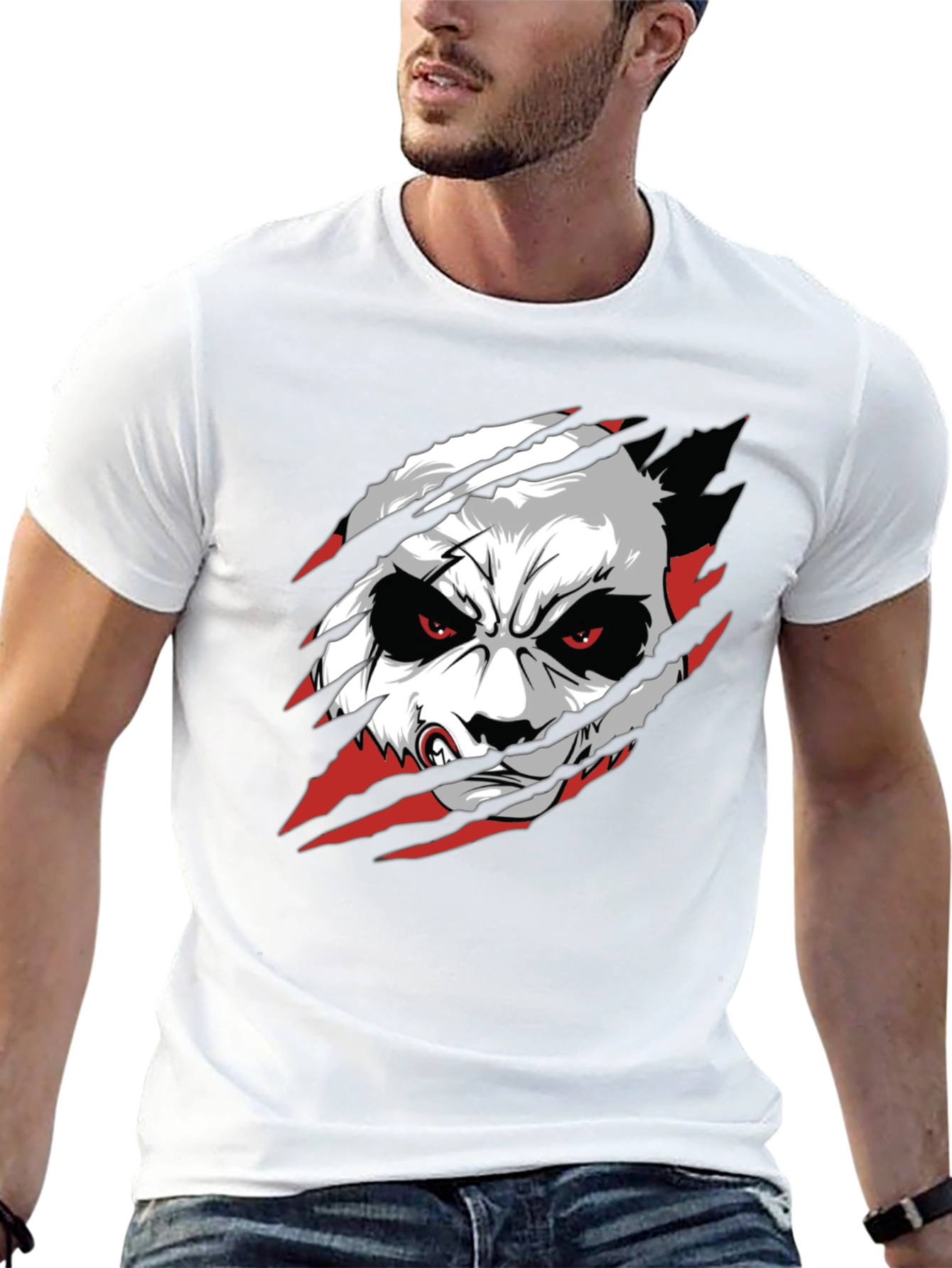 Angry Panda Graphic T-Shirt - Black Crew Neck