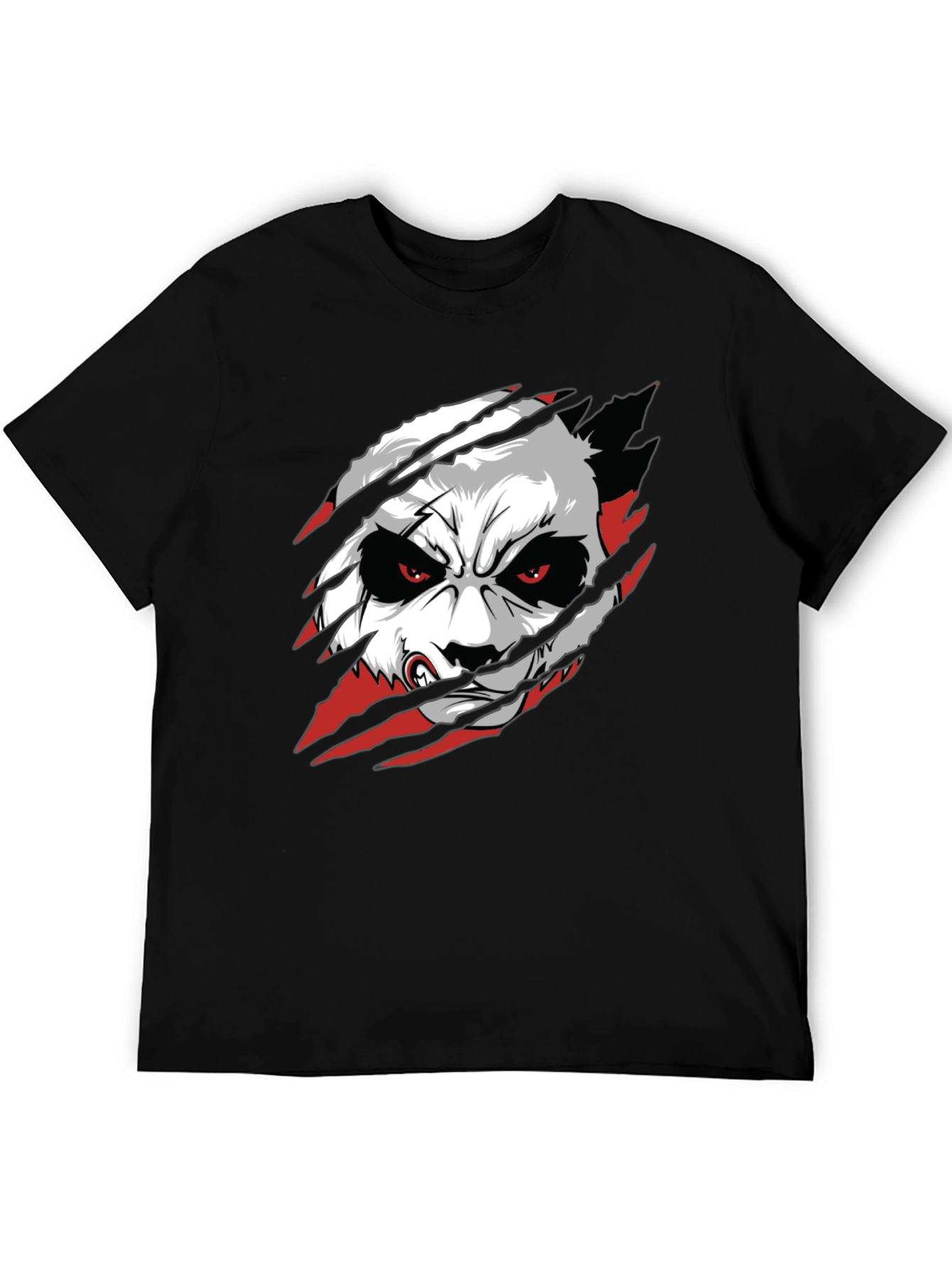 Angry Panda Graphic T-Shirt - Black Crew Neck