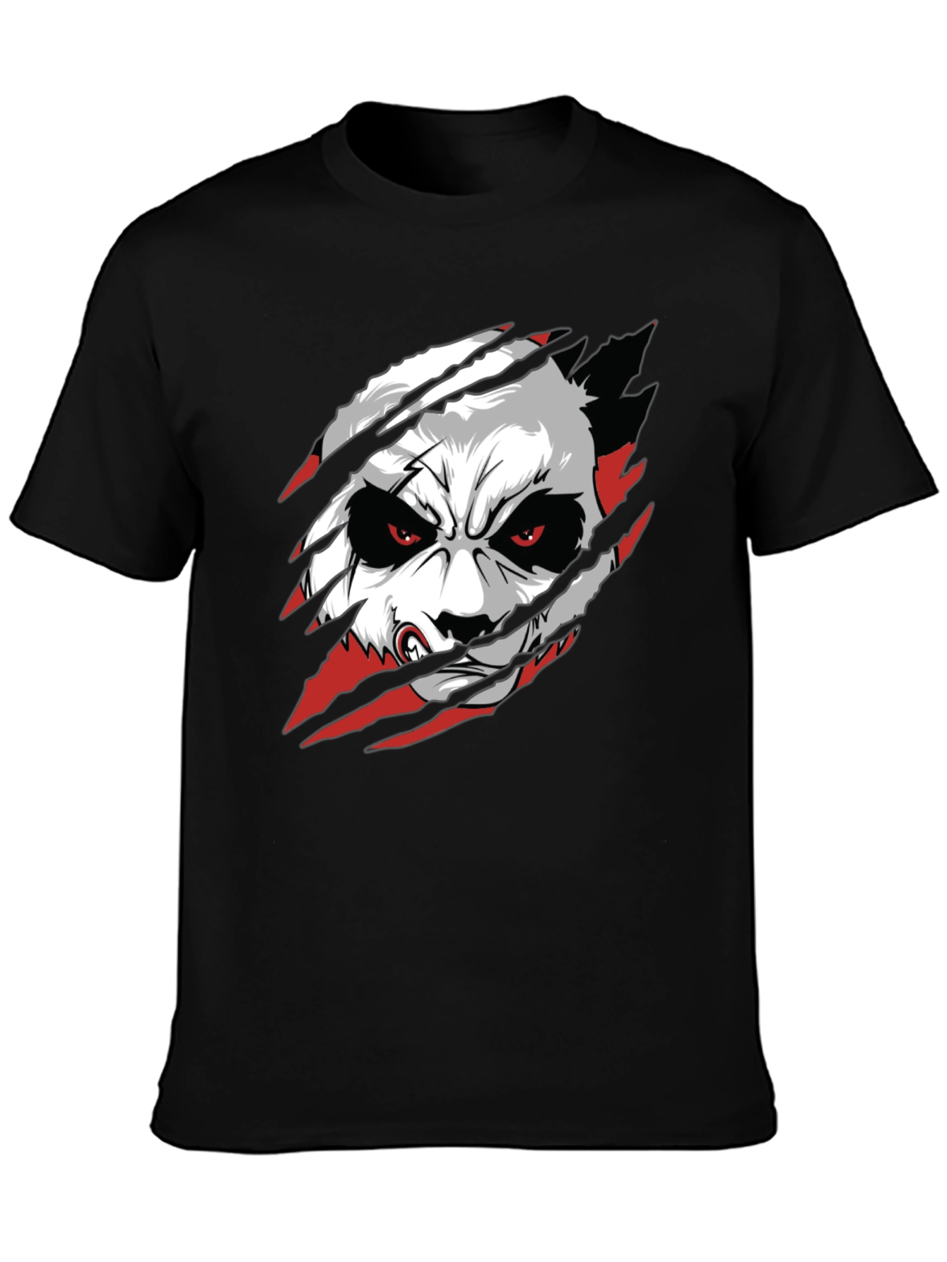 Angry Panda Graphic T-Shirt - Black Crew Neck