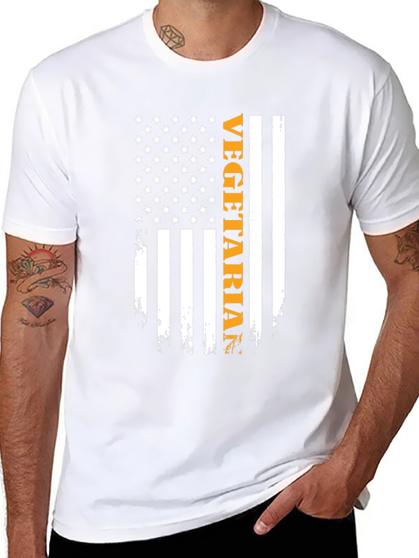 Vegetarian American Flag Graphic Tee