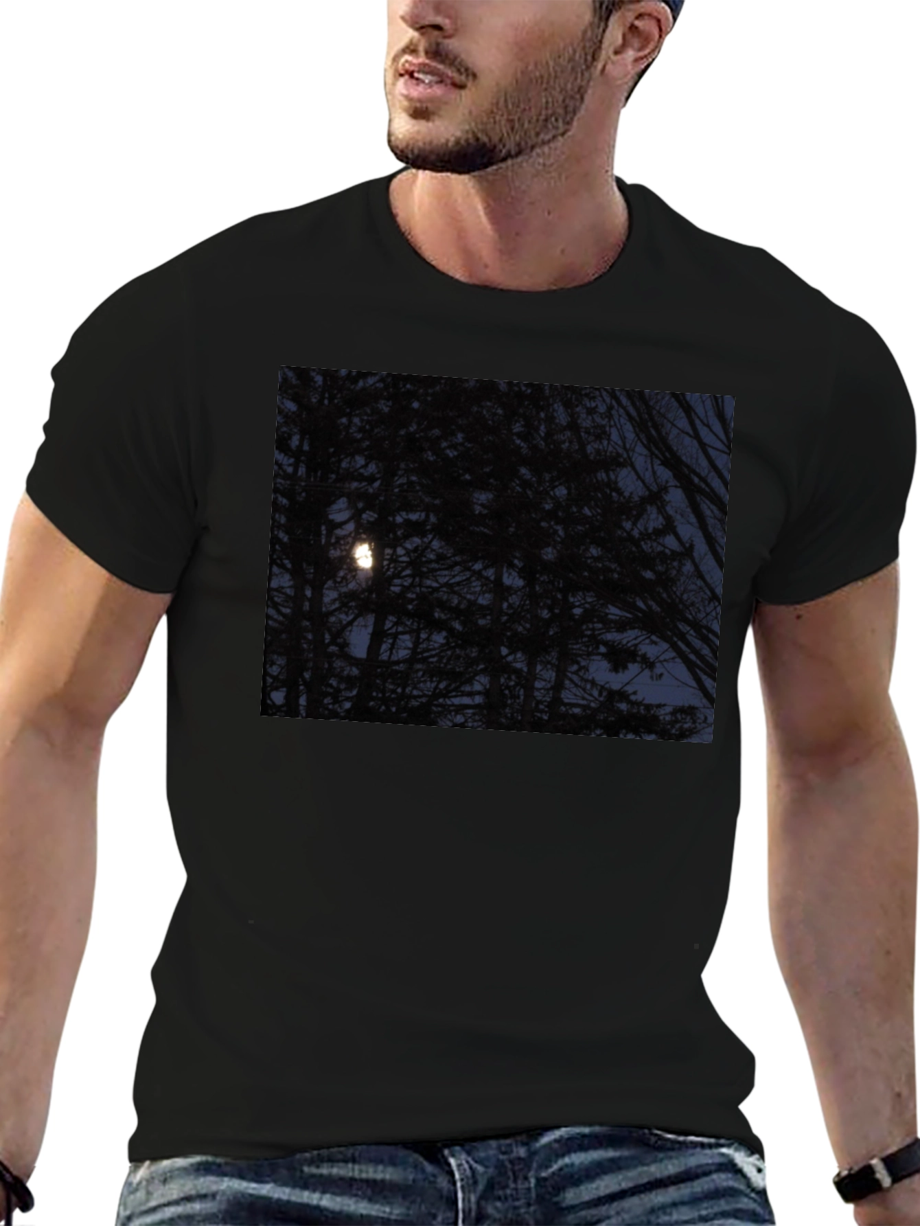 Moonlit Forest Graphic Tee - Dark & Stylish