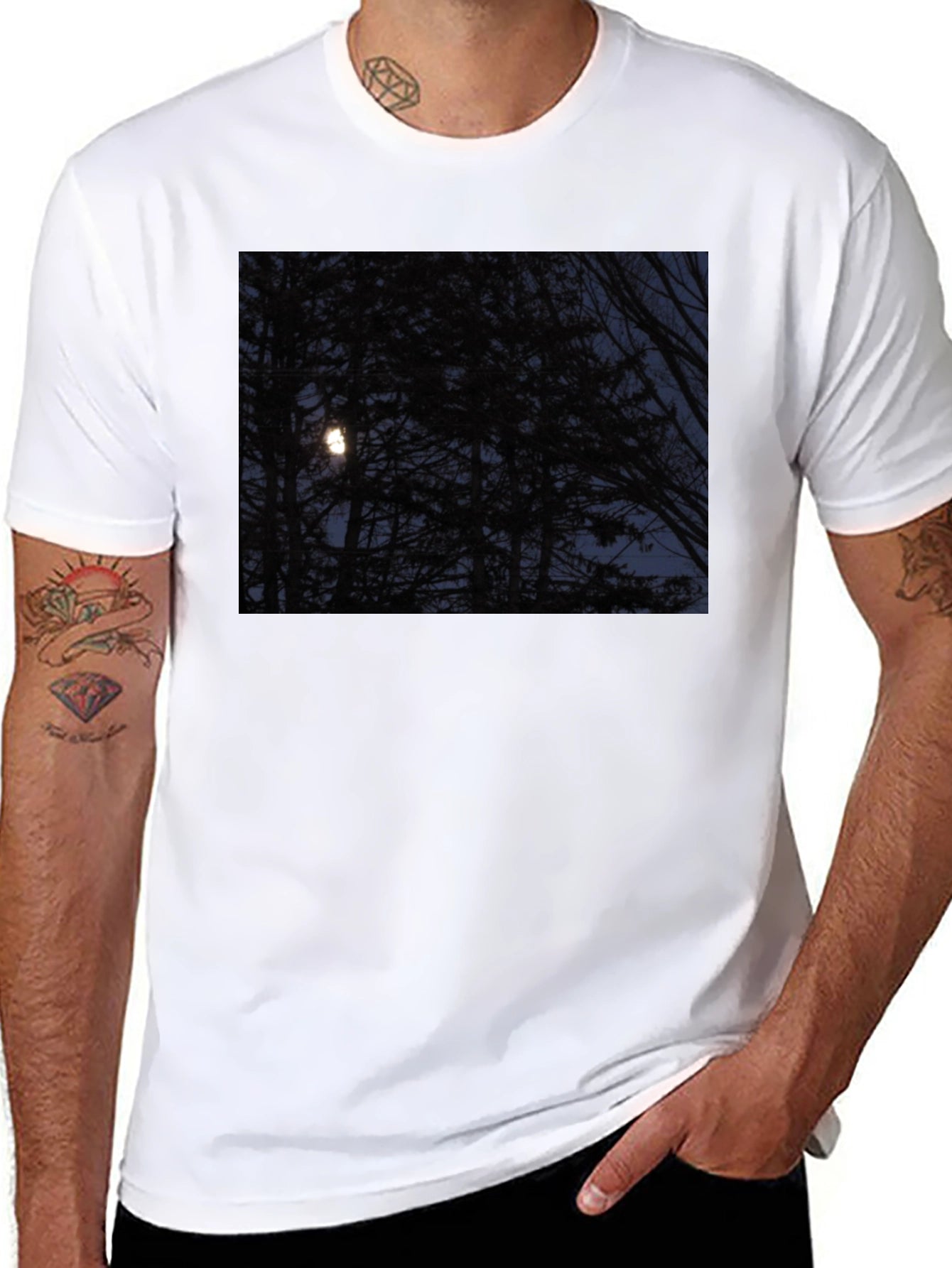 Moonlit Forest Graphic Tee - Dark & Stylish