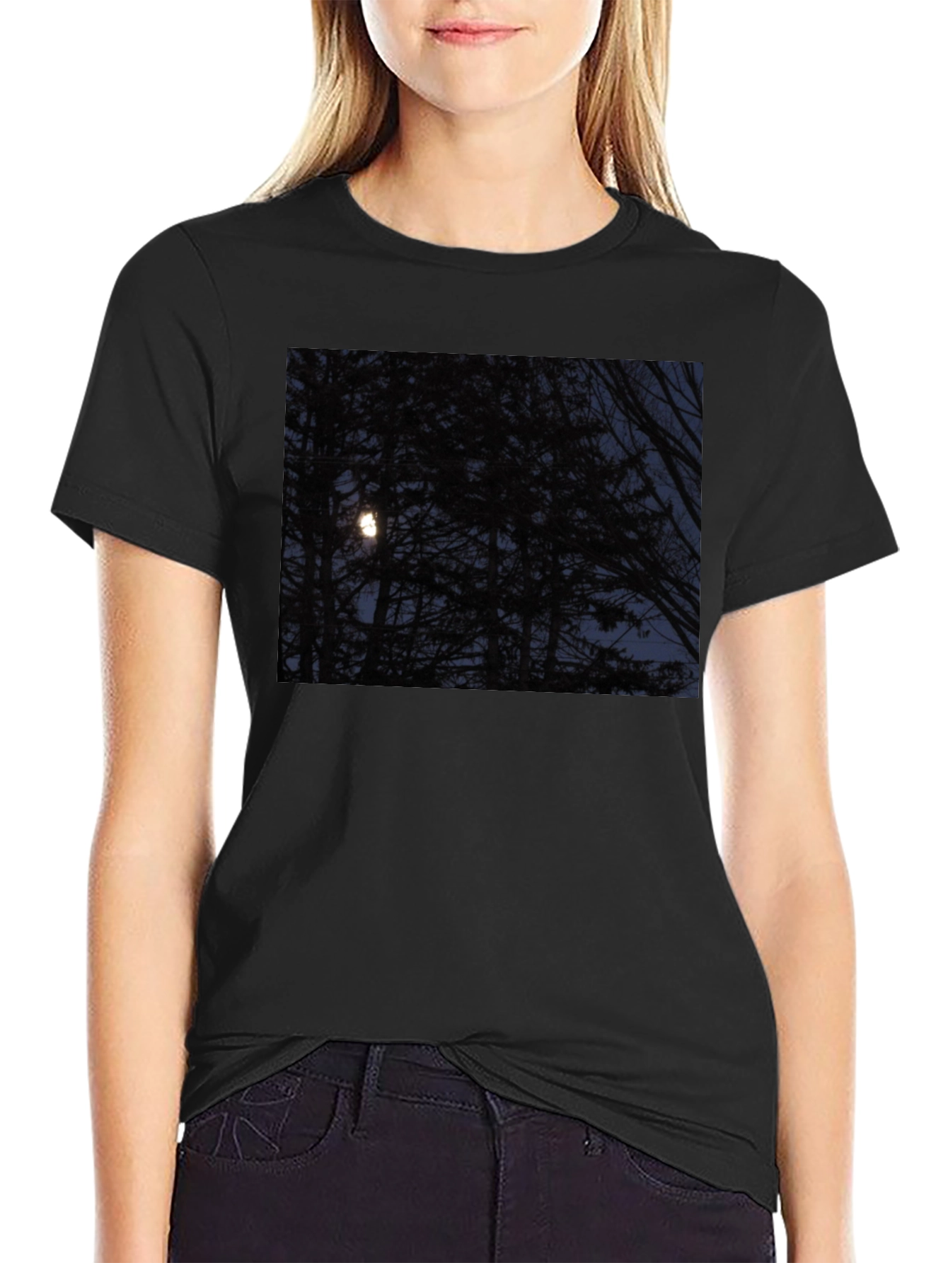 Moonlit Forest Graphic Tee - Dark & Stylish