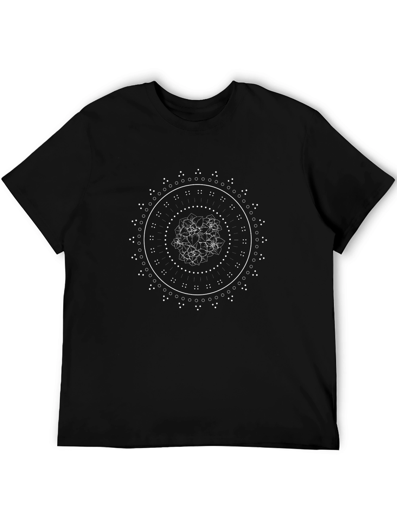 Geometric Mandala Print Black T-Shirt