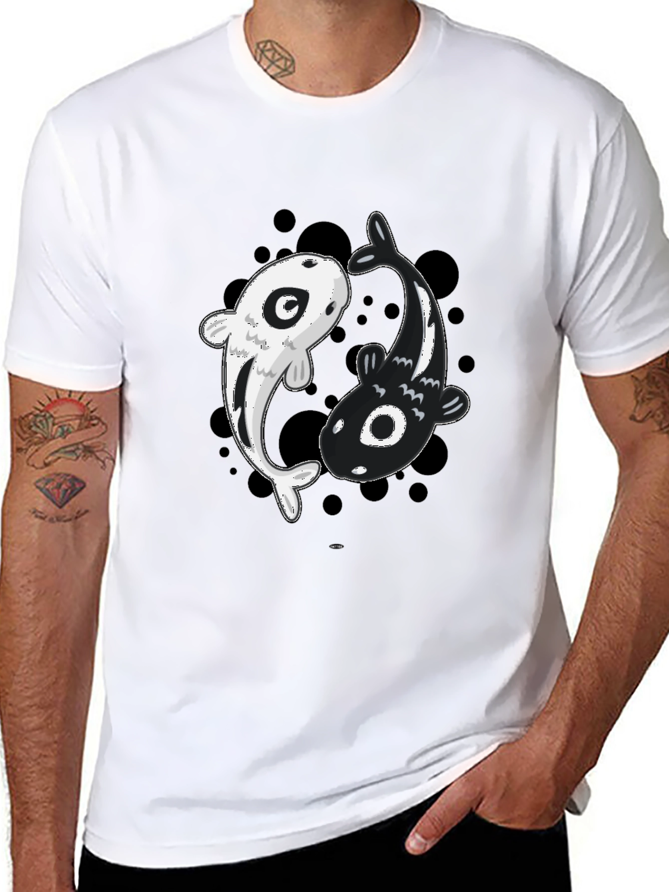 Yin Yang Koi Fish Graphic Tee - Black