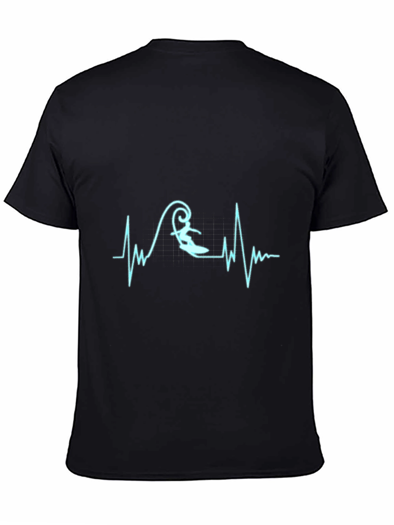 Surfing Heartbeat T-Shirt - Black Surf Life Tee