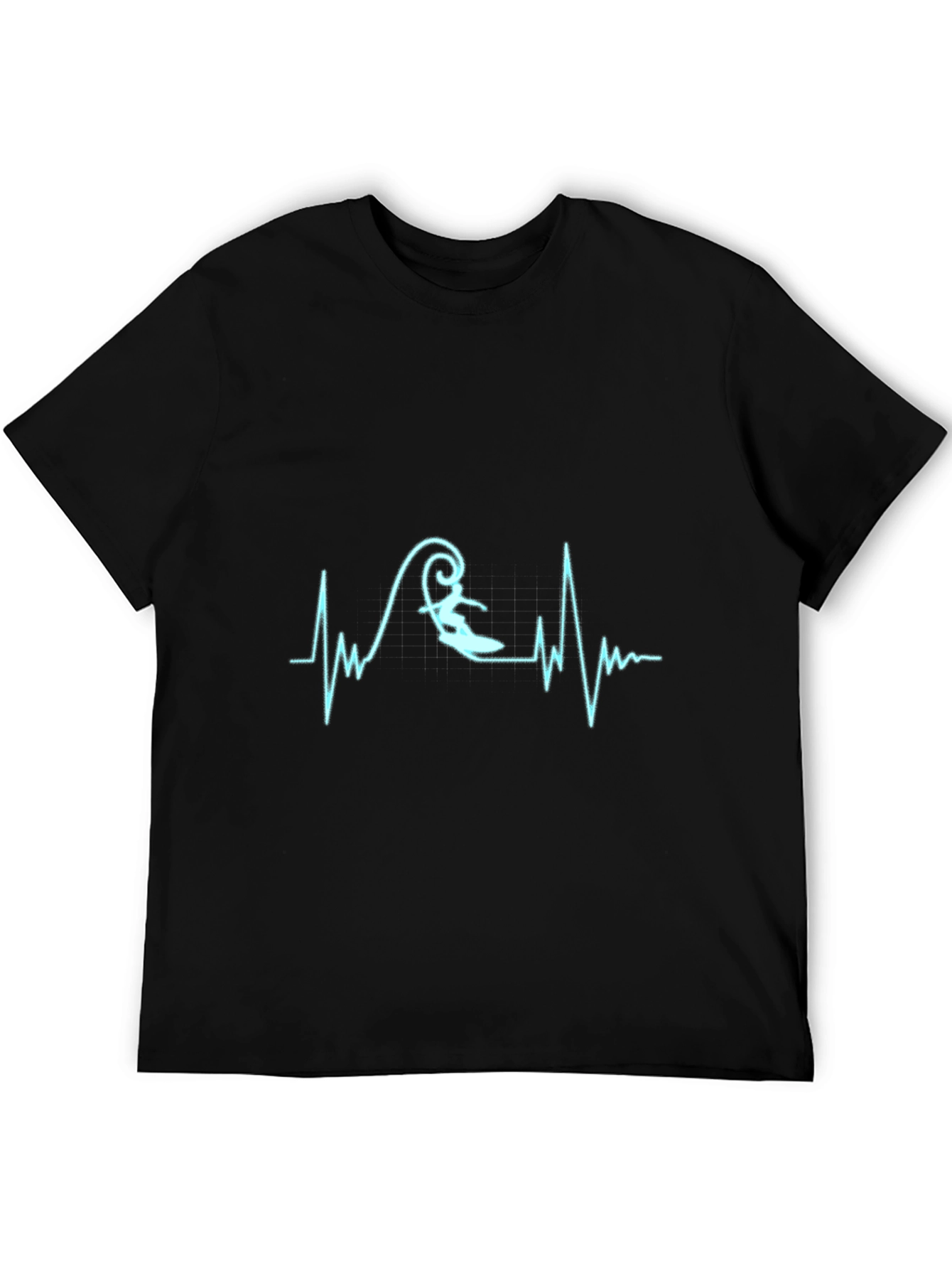 Surfing Heartbeat T-Shirt - Black Surf Life Tee