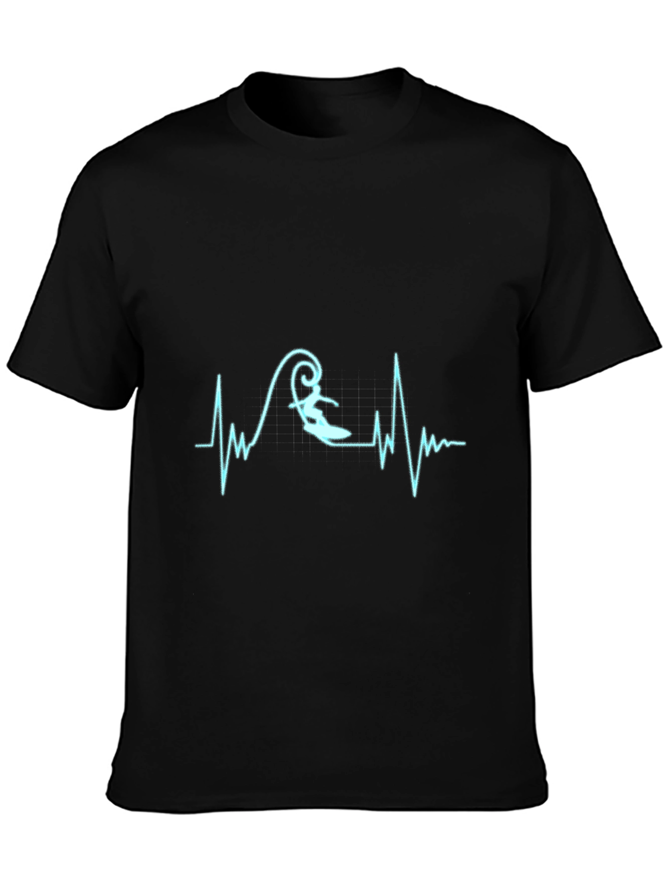 Surfing Heartbeat T-Shirt - Black Surf Life Tee