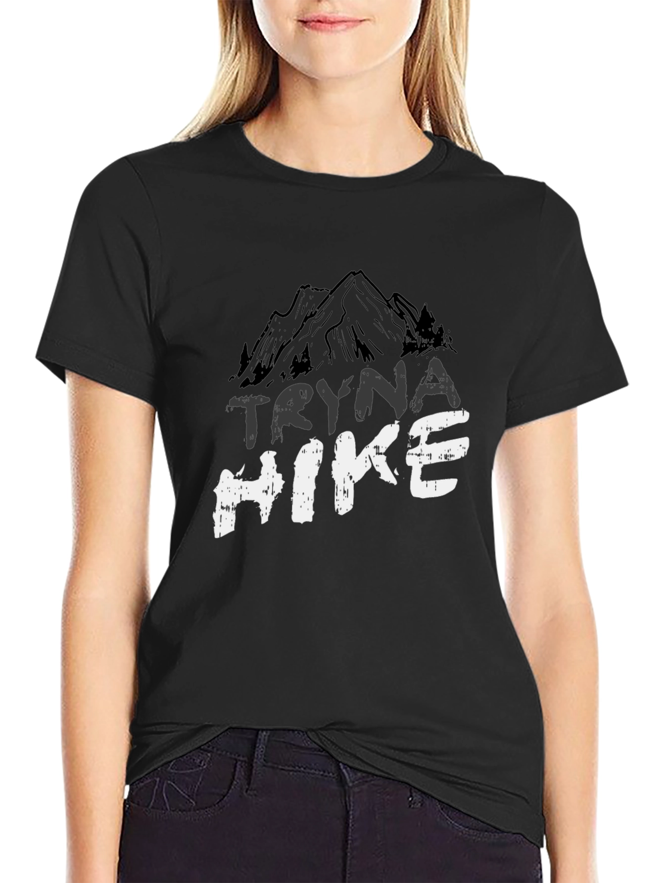 Tryna Hike Black Graphic Tee