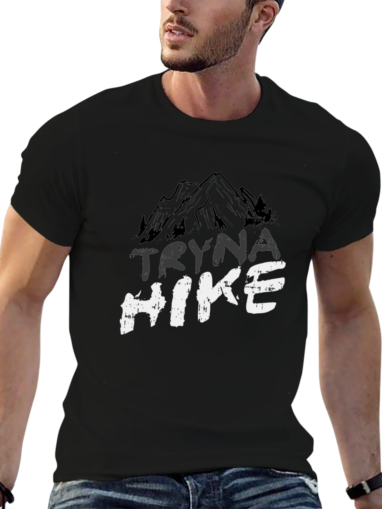 Tryna Hike Black Graphic Tee