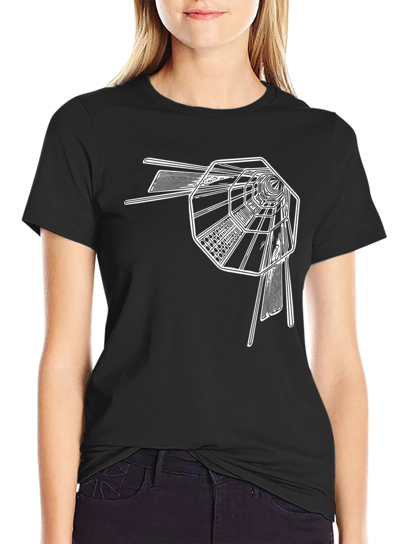 Abstract Tunnel Graphic Tee - Stylish Black T-Shirt