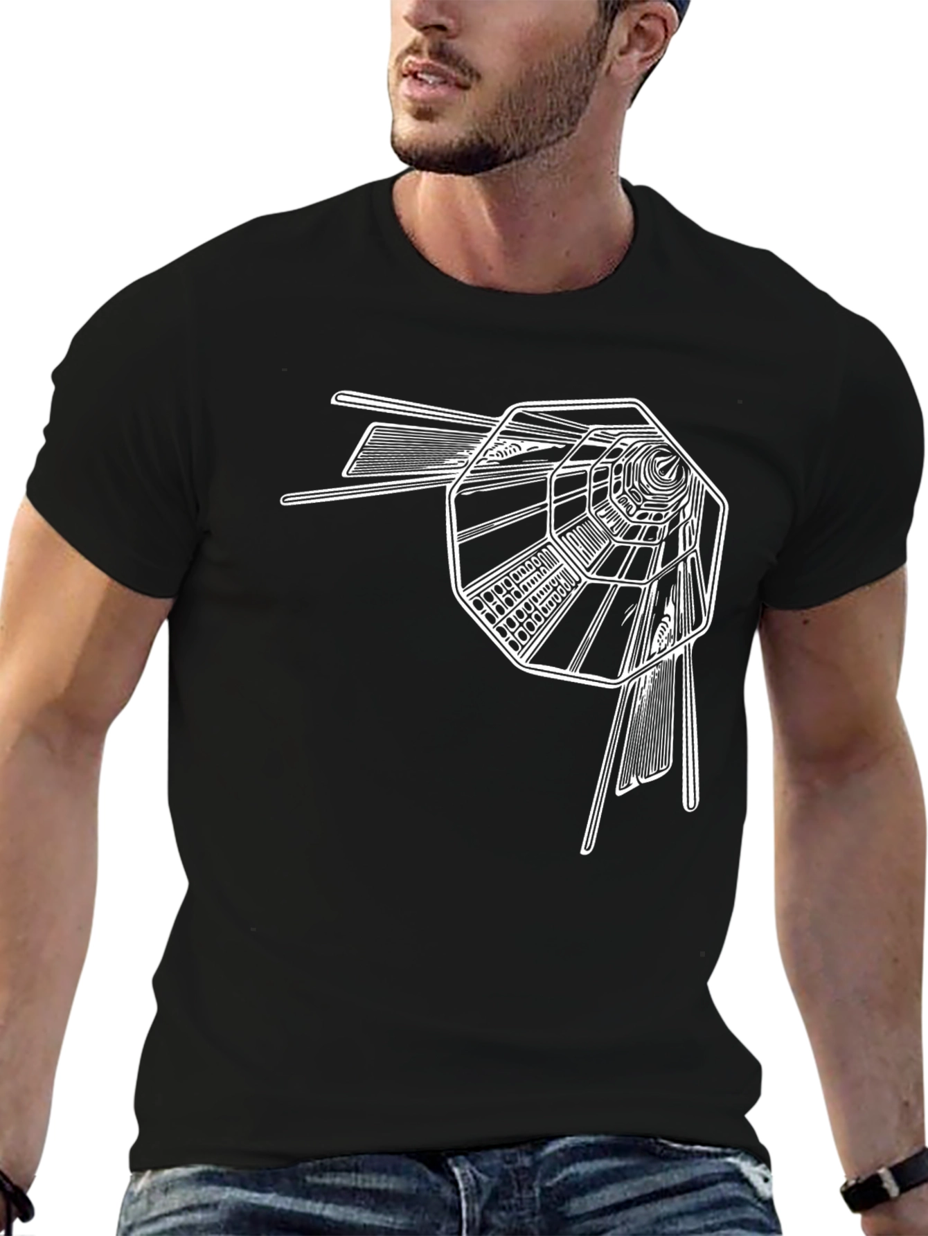 Abstract Tunnel Graphic Tee - Stylish Black T-Shirt