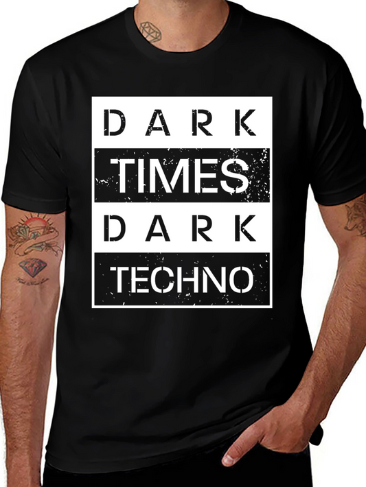 Dark Times Dark Techno Graphic T-Shirt