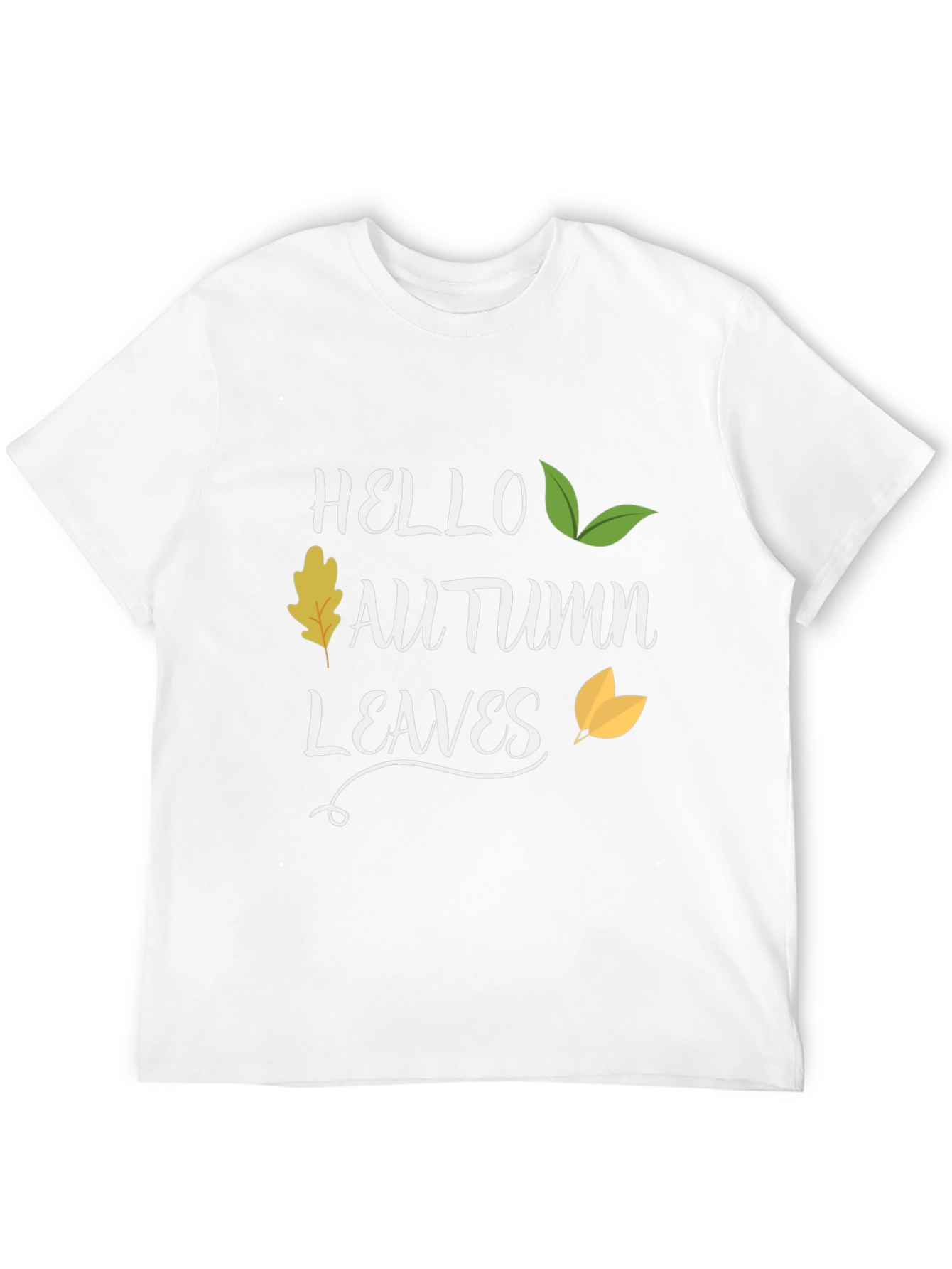 Hello Autumn Leaves Black T-Shirt