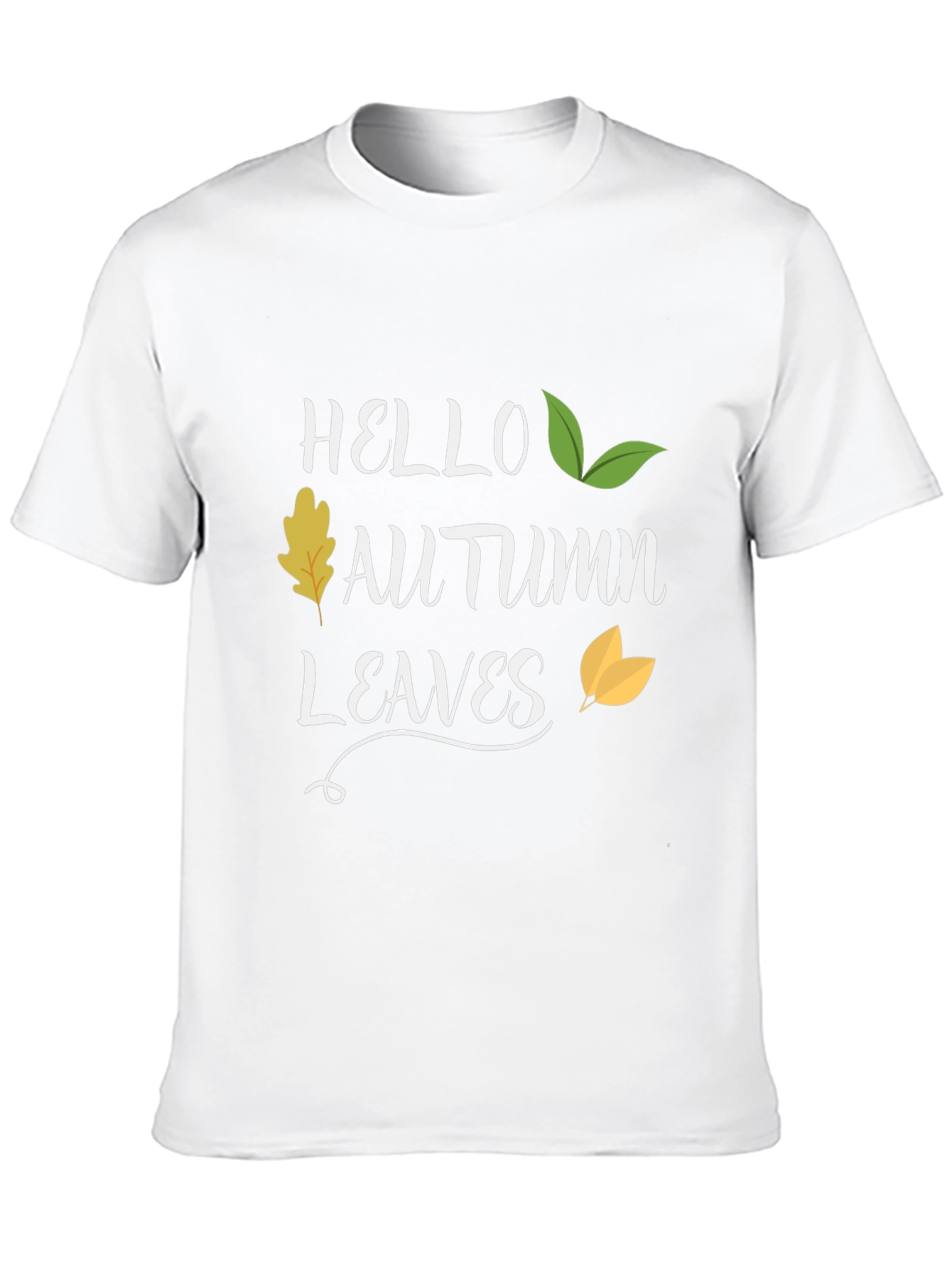 Hello Autumn Leaves Black T-Shirt