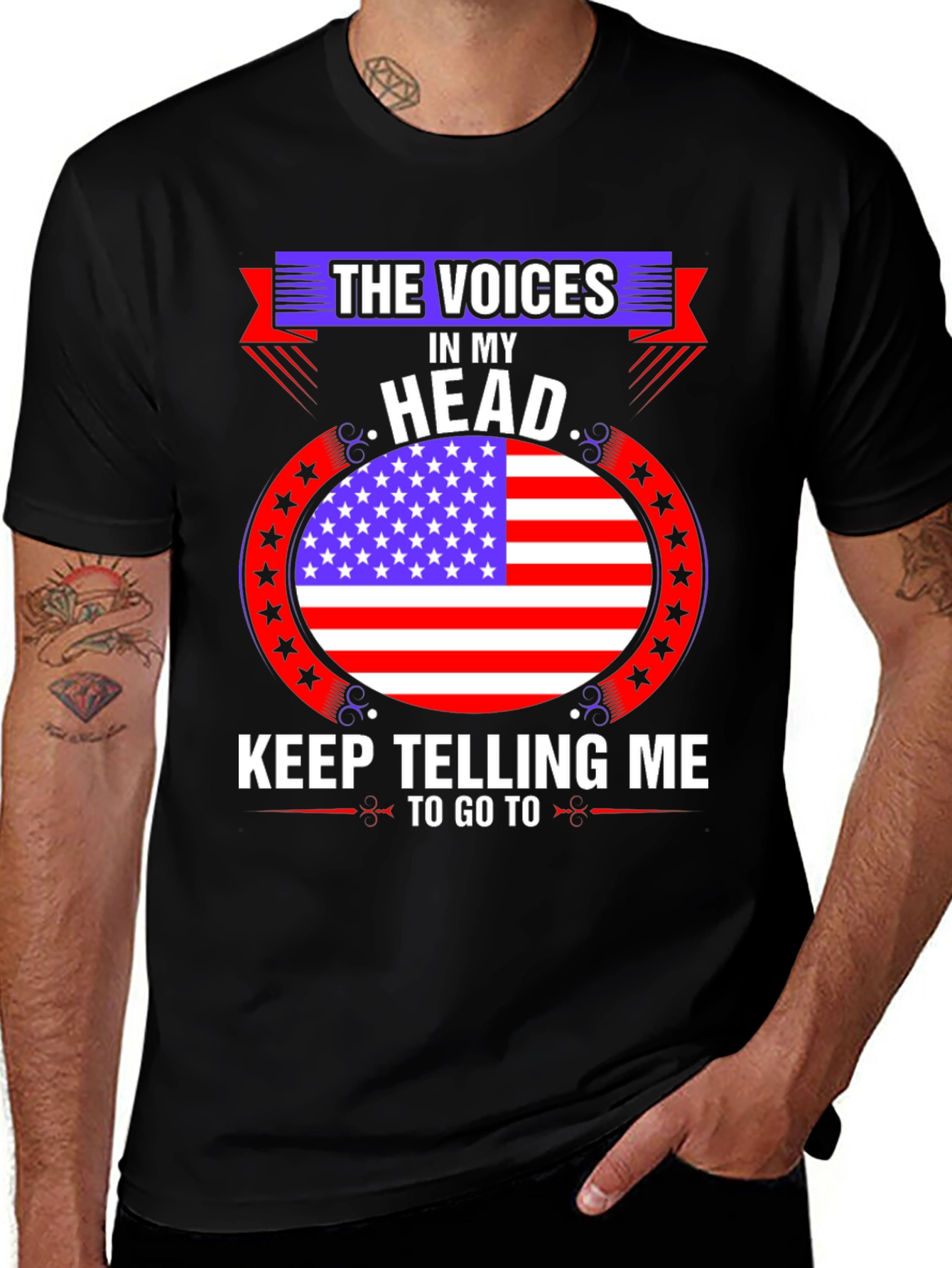 Voices in My Head American Flag Graphic Tee