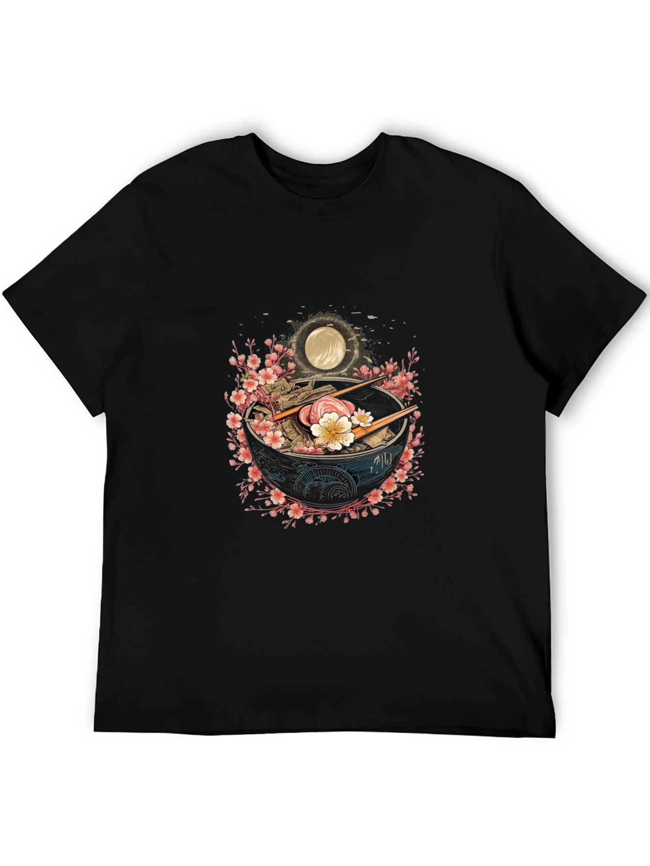 Ramen Bowl Graphic Tee - Black Casual T-Shirt
