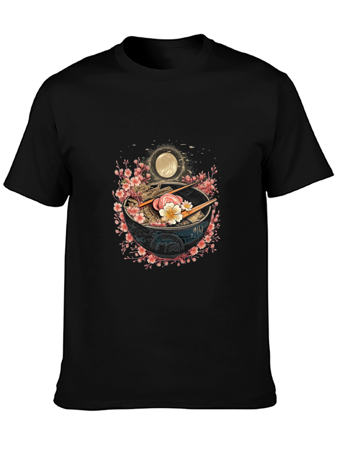 Ramen Bowl Graphic Tee - Black Casual T-Shirt