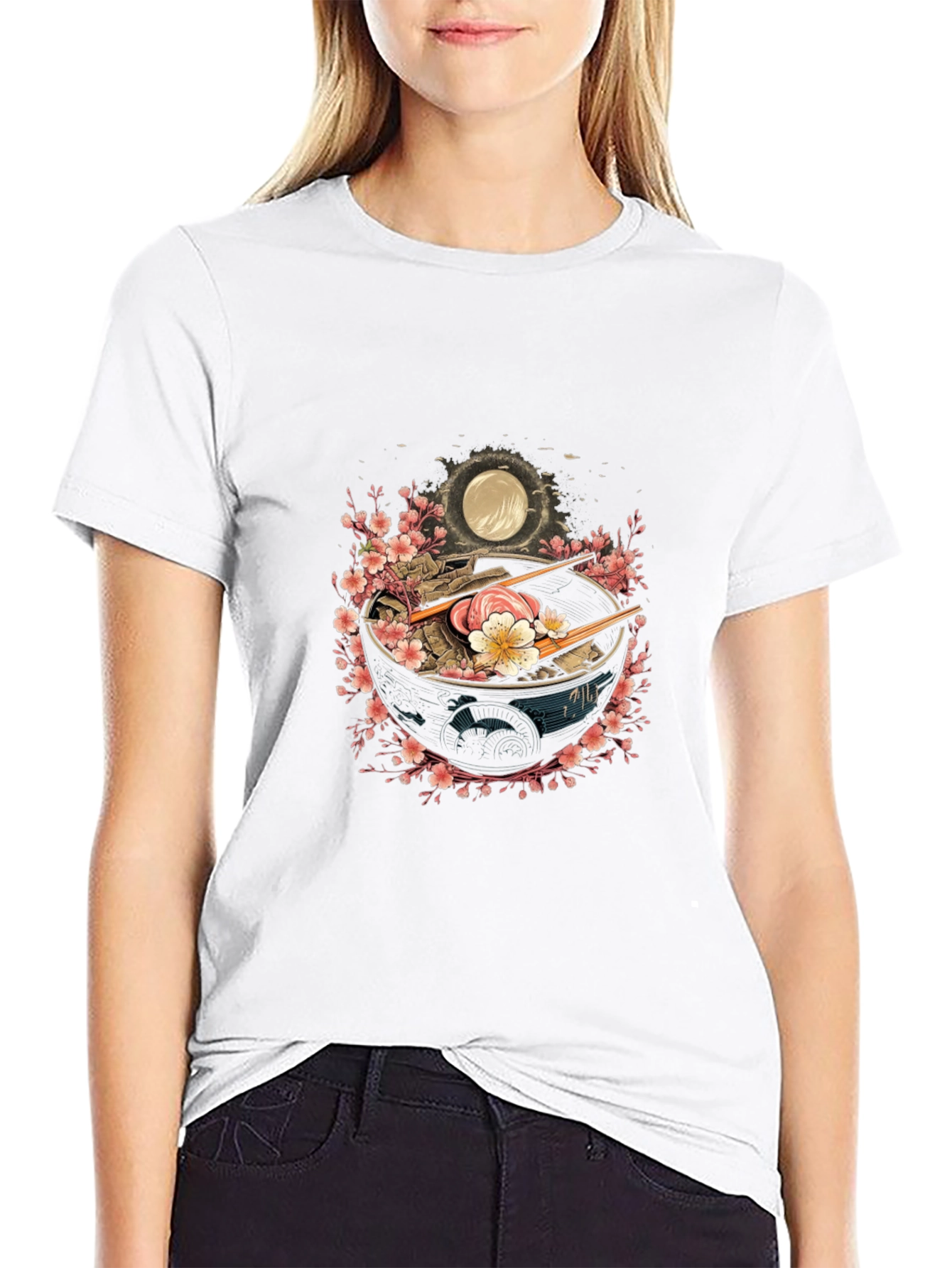 Ramen Bowl Graphic Tee - Black Casual T-Shirt