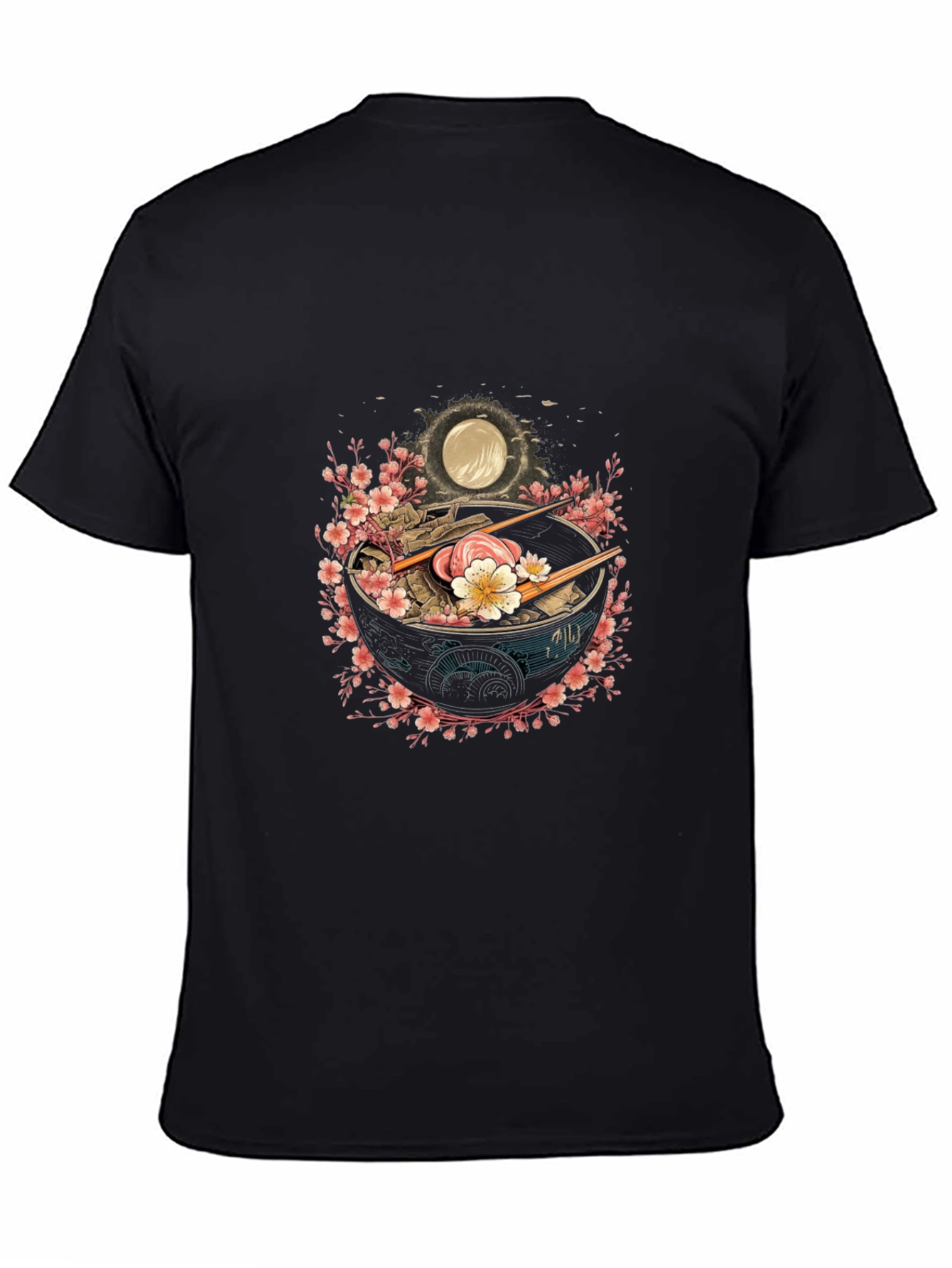 Ramen Bowl Graphic Tee - Black Casual T-Shirt