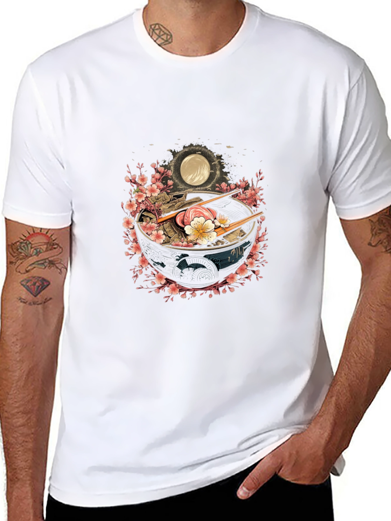 Ramen Bowl Graphic Tee - Black Casual T-Shirt