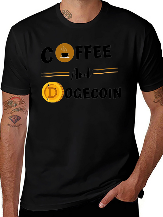 Coffee & Dogecoin Black T-Shirt
