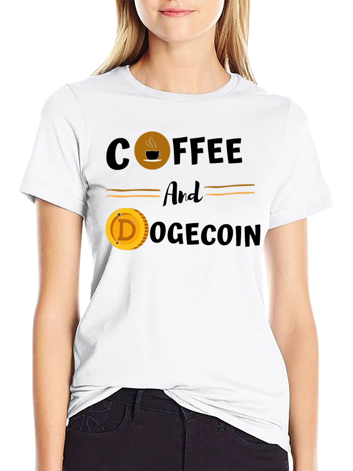 Coffee & Dogecoin Black T-Shirt