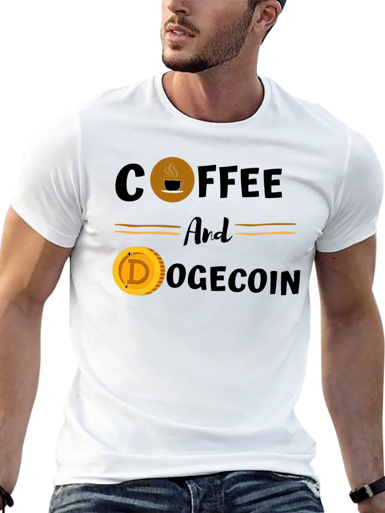 Coffee & Dogecoin Black T-Shirt