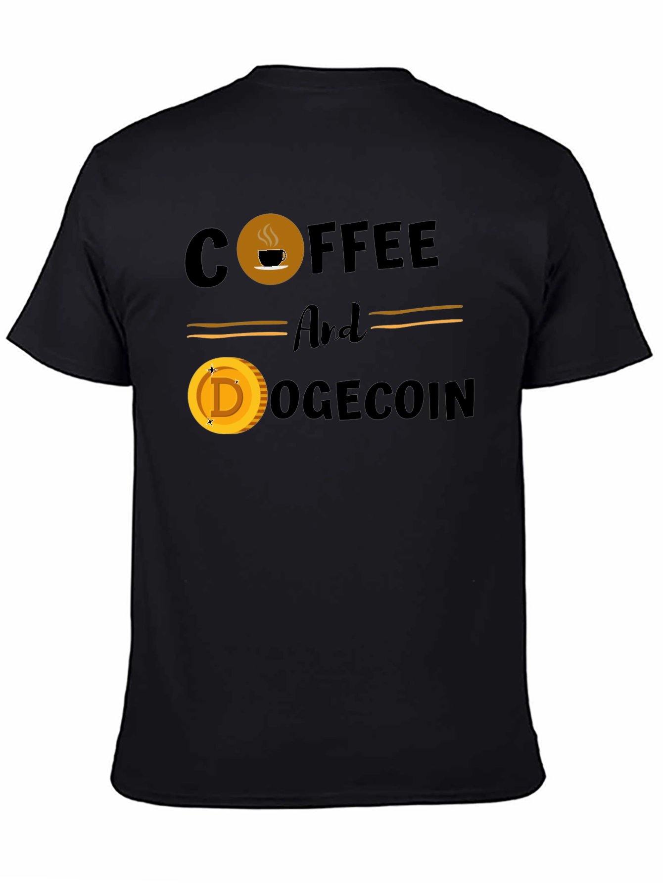 Coffee & Dogecoin Black T-Shirt