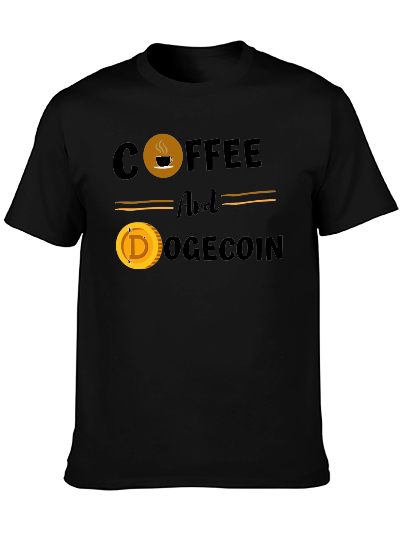 Coffee & Dogecoin Black T-Shirt