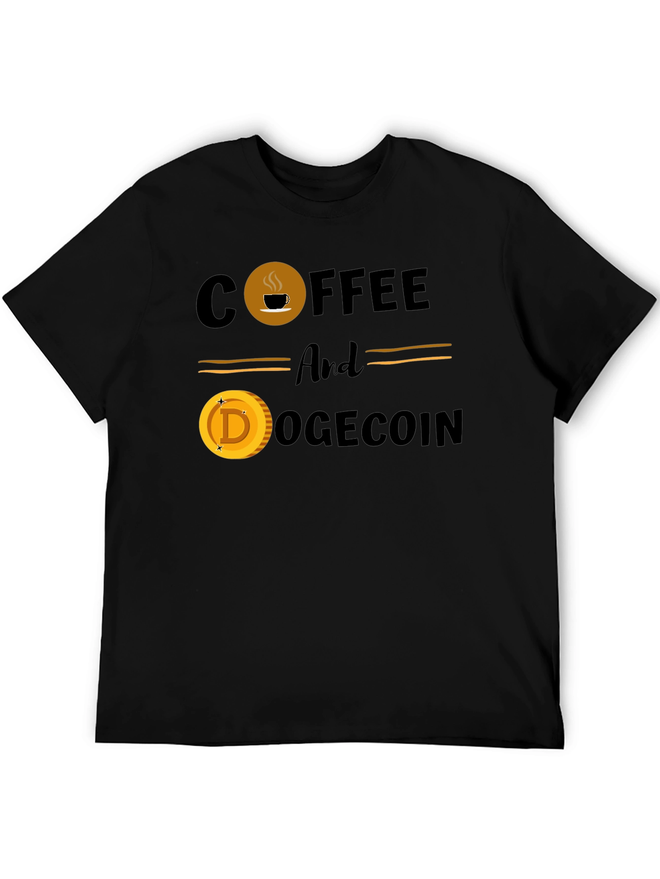 Coffee & Dogecoin Black T-Shirt
