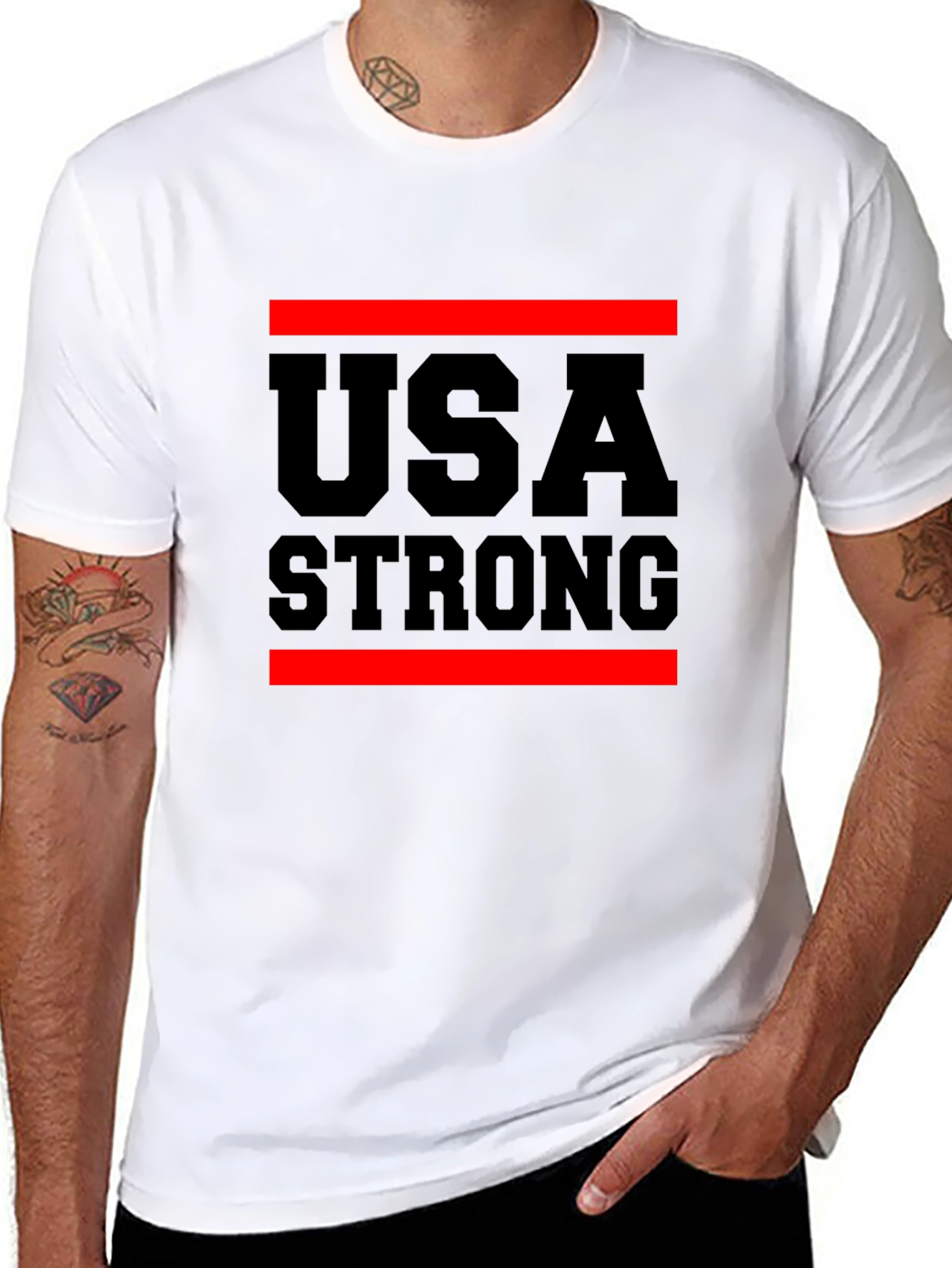 USA Strong Graphic T-Shirt Patriotic Design