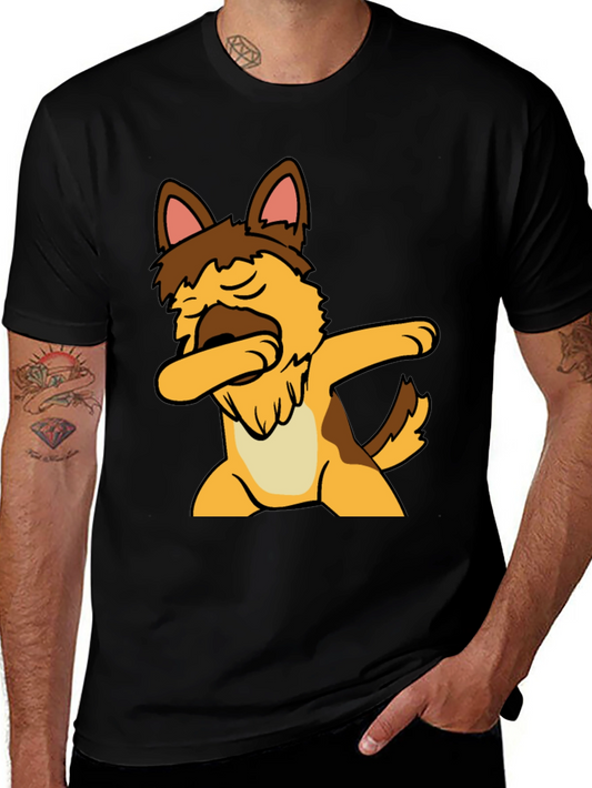 Dabbing Dog Graphic Tee - Black Cotton T-Shirt