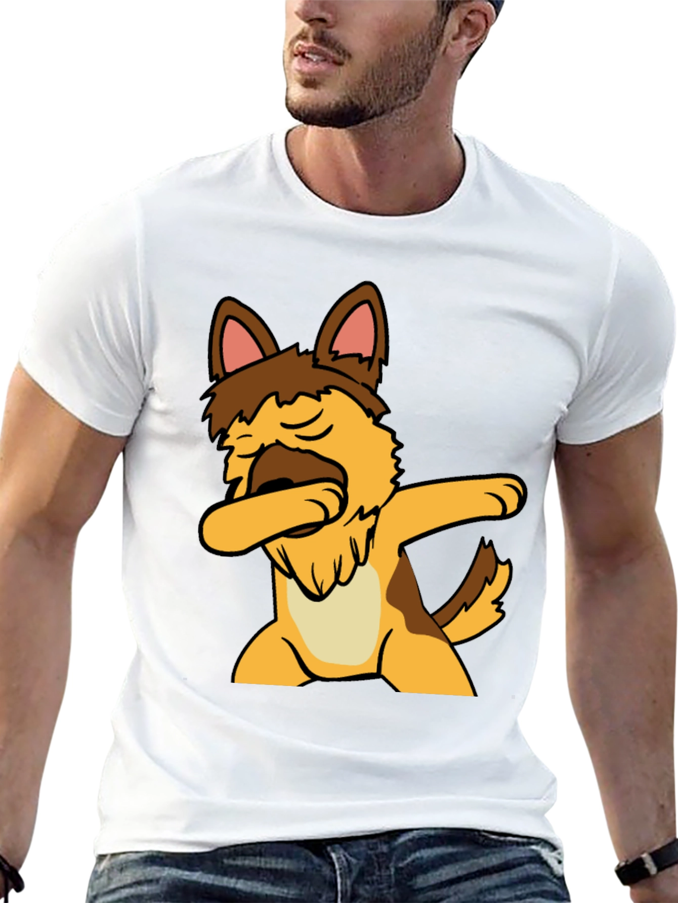Dabbing Dog Graphic Tee - Black Cotton T-Shirt