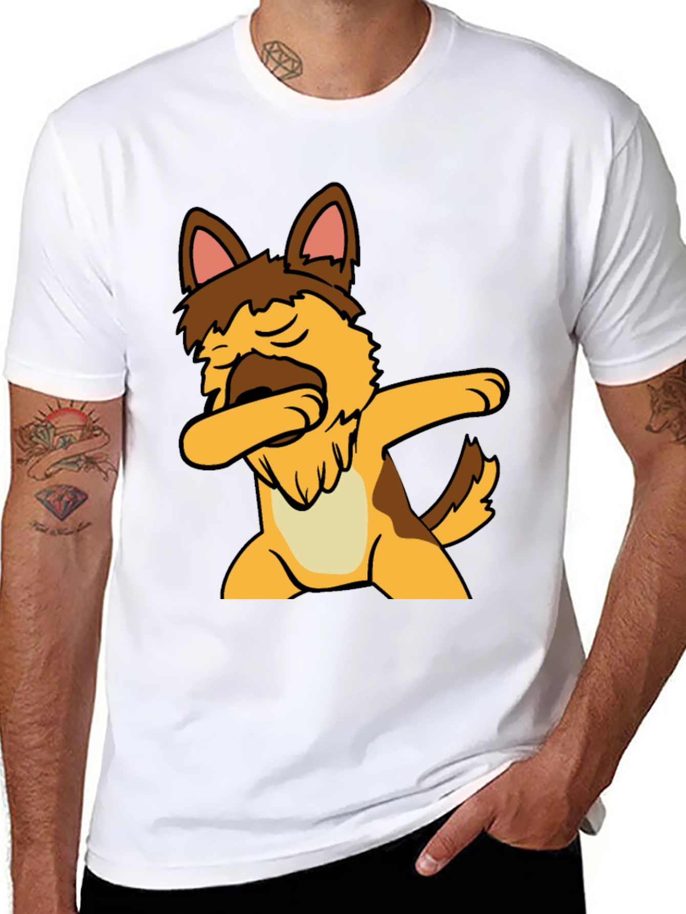 Dabbing Dog Graphic Tee - Black Cotton T-Shirt