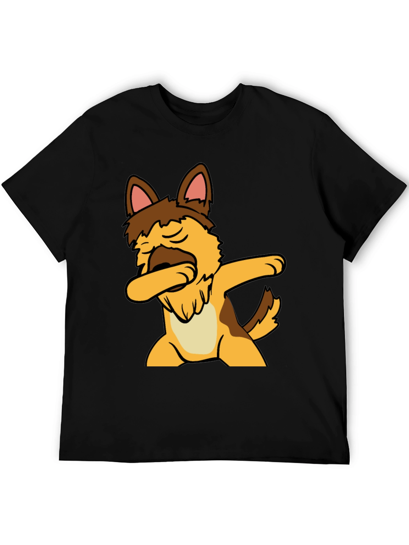 Dabbing Dog Graphic Tee - Black Cotton T-Shirt