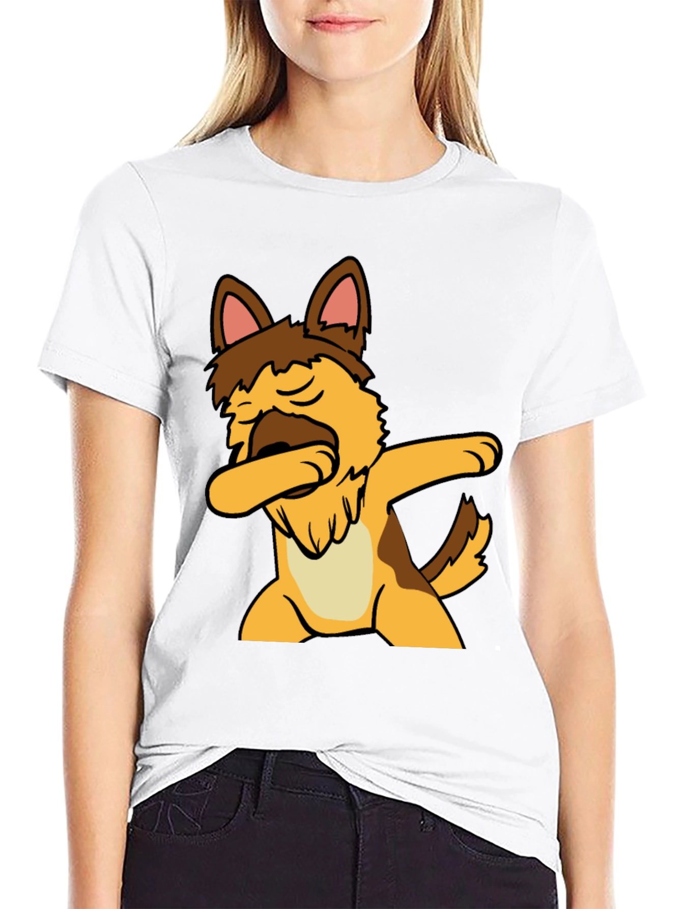 Dabbing Dog Graphic Tee - Black Cotton T-Shirt