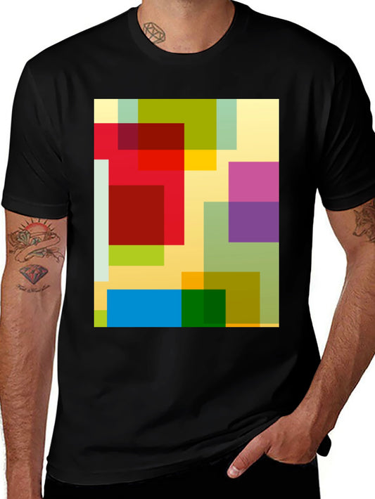 Abstract Geometric Squares Graphic T-Shirt