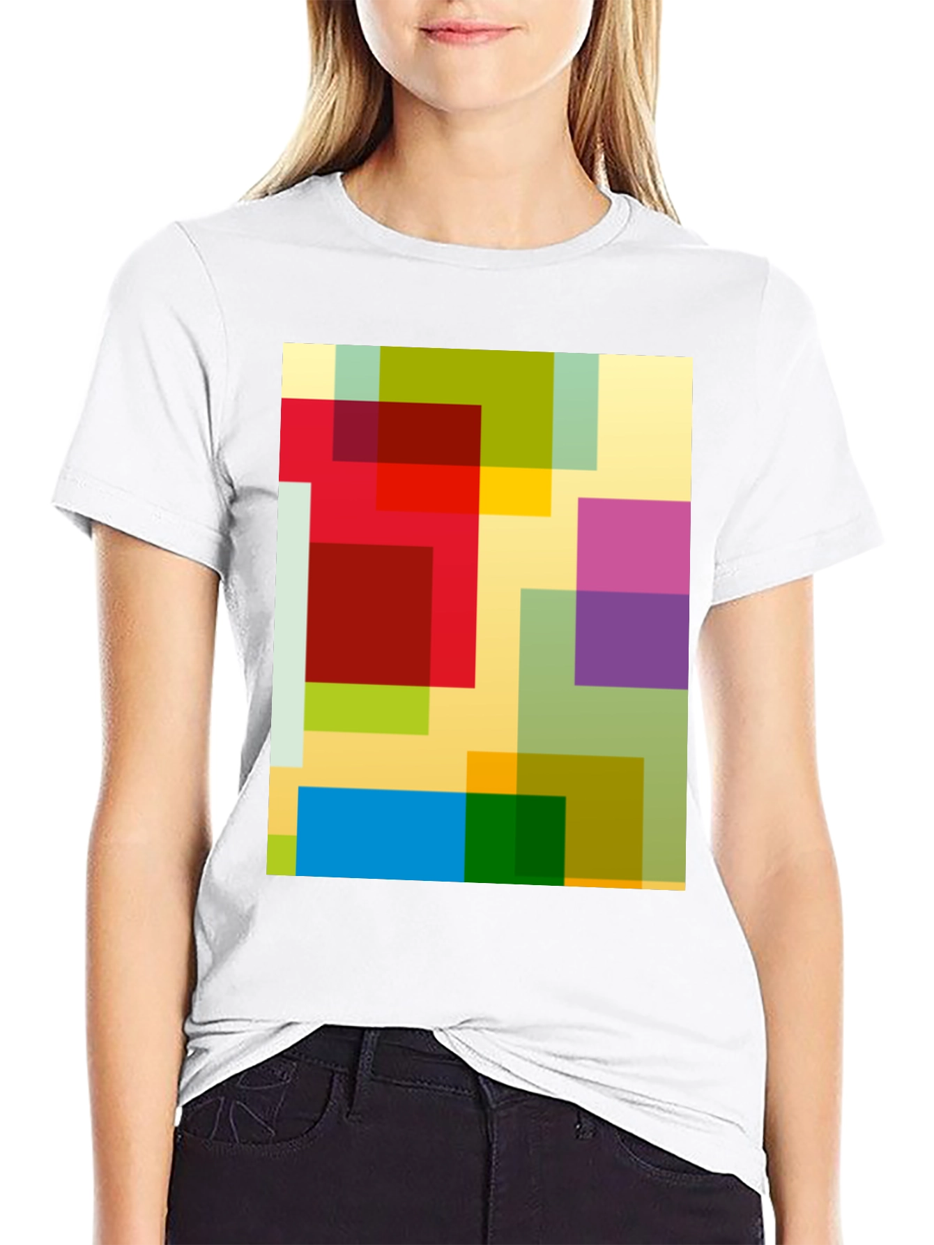 Abstract Geometric Squares Graphic T-Shirt