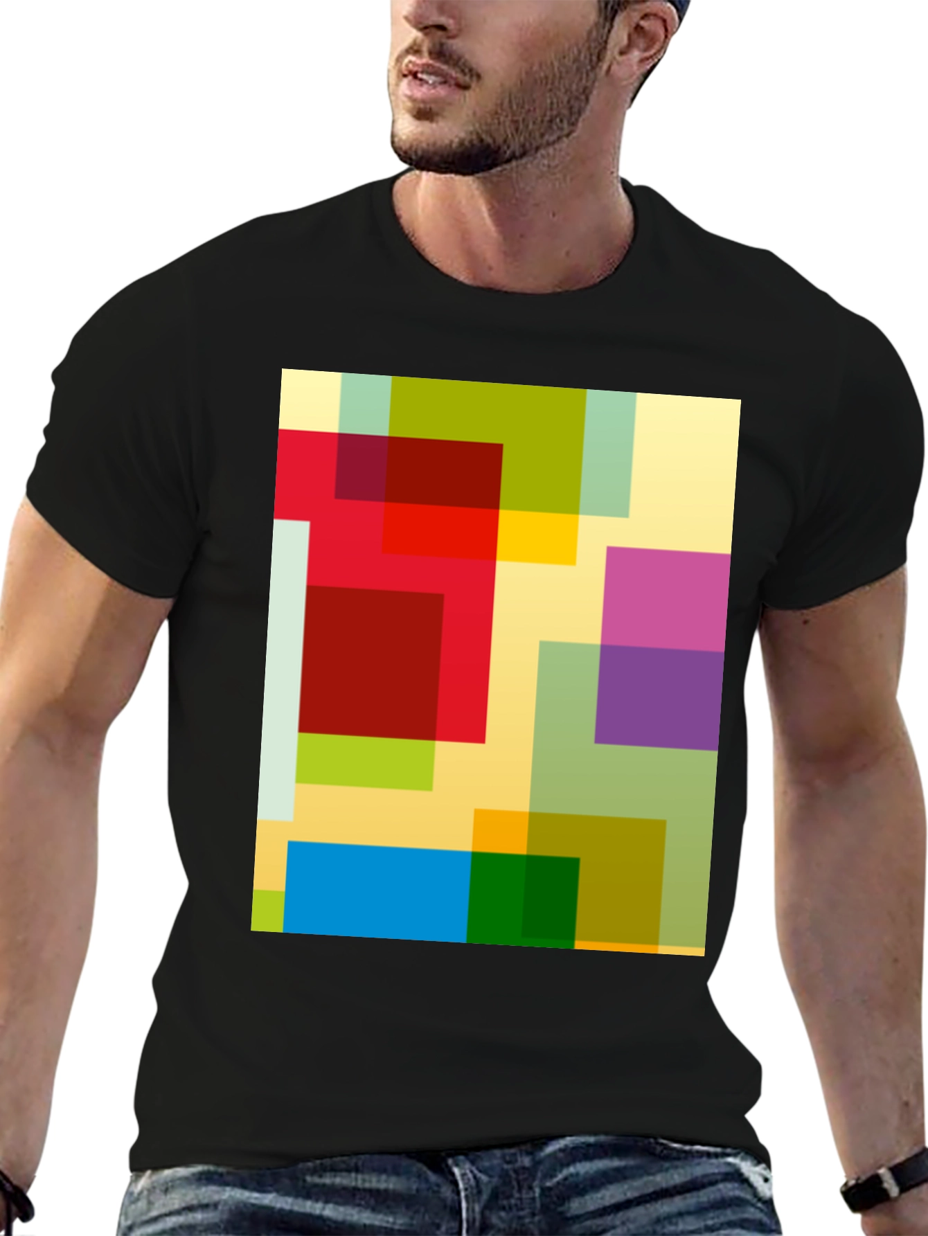 Abstract Geometric Squares Graphic T-Shirt